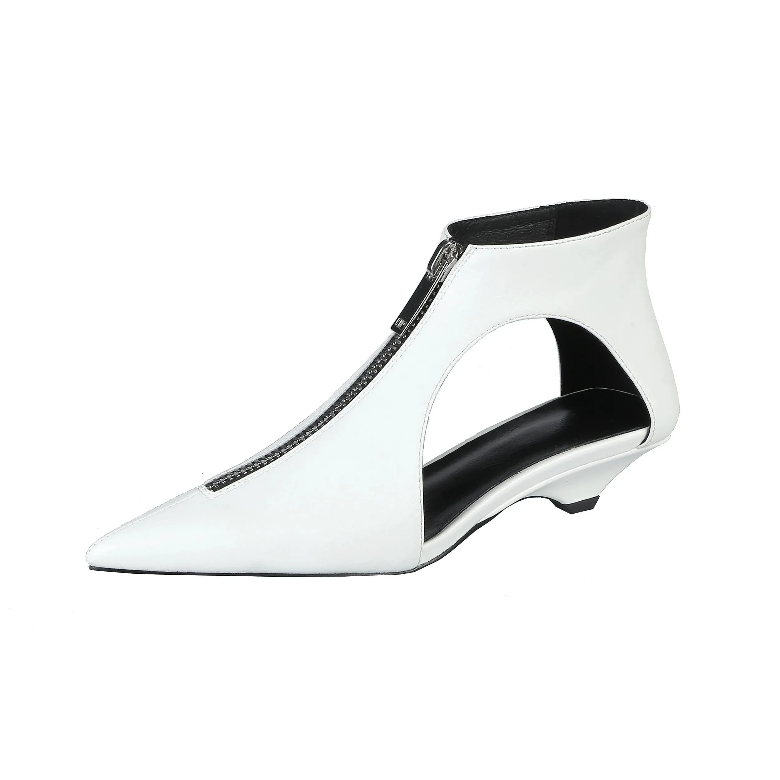 VougeVamp Trendy Leather High Heel Boots – Stylish Zipper Ankle Boots for Spring & Summer Fashion