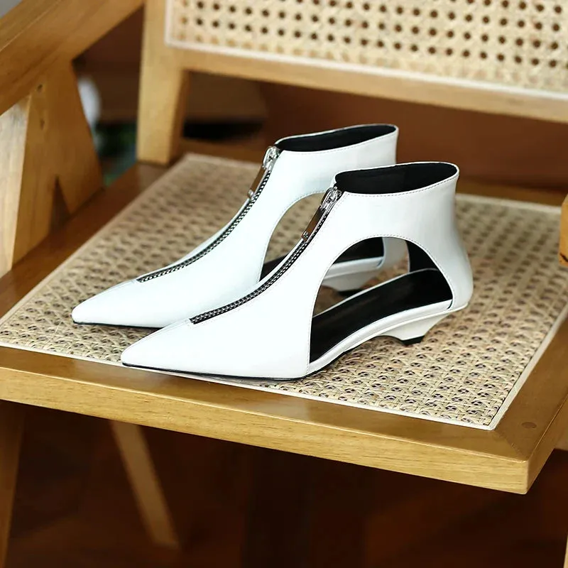 VougeVamp Trendy Leather High Heel Boots – Stylish Zipper Ankle Boots for Spring & Summer Fashion