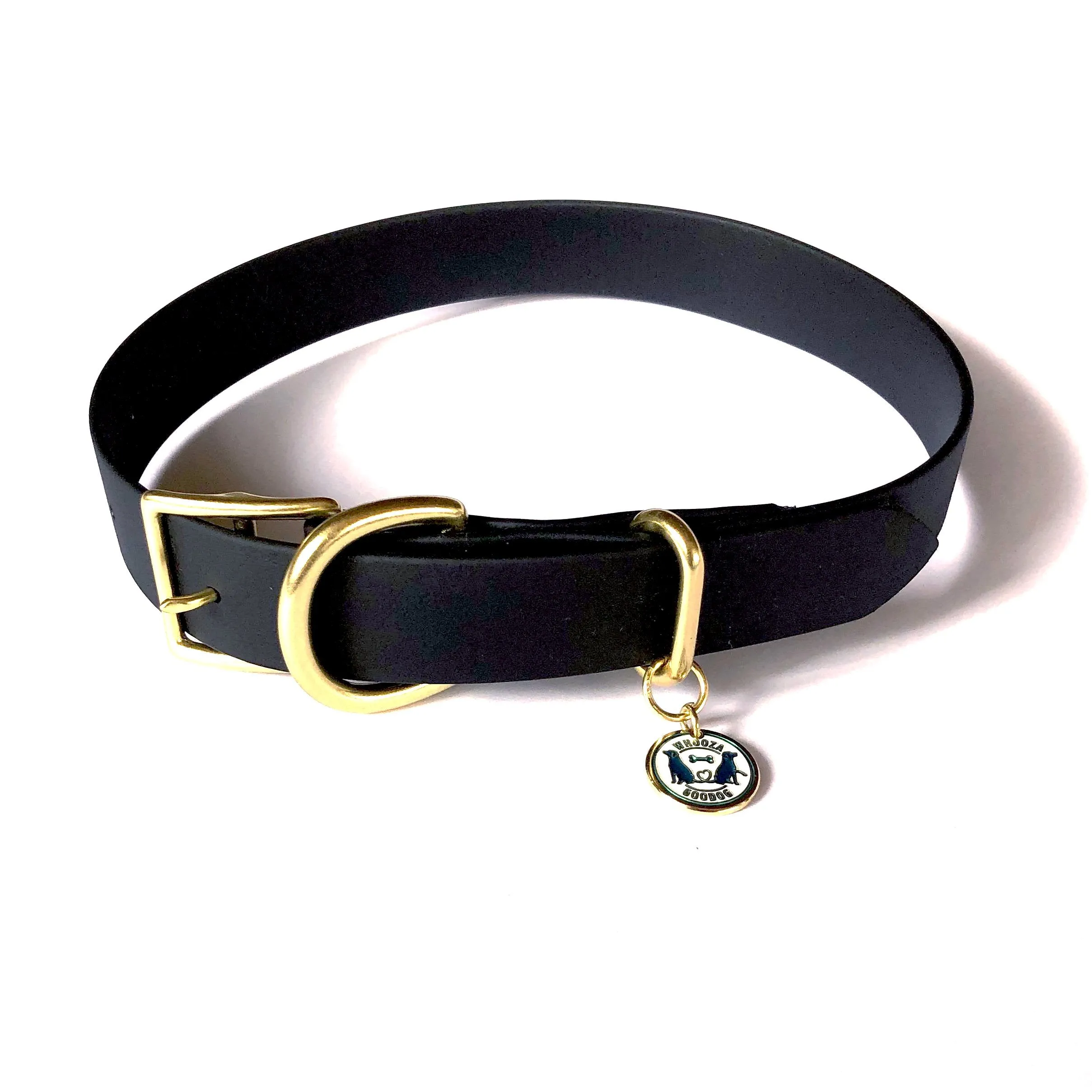 Waterproof Buckle Collar : Black   Brass