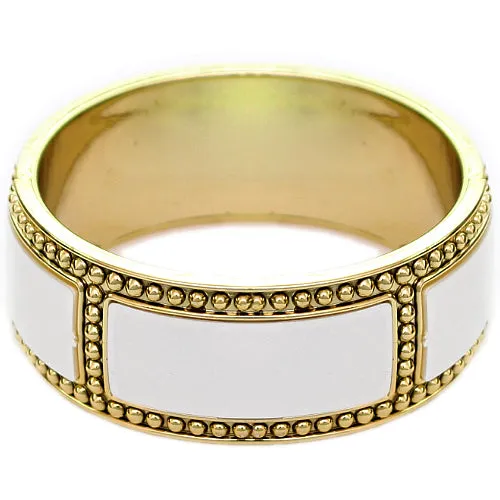 White Beaded Outline Bangle Bracelet