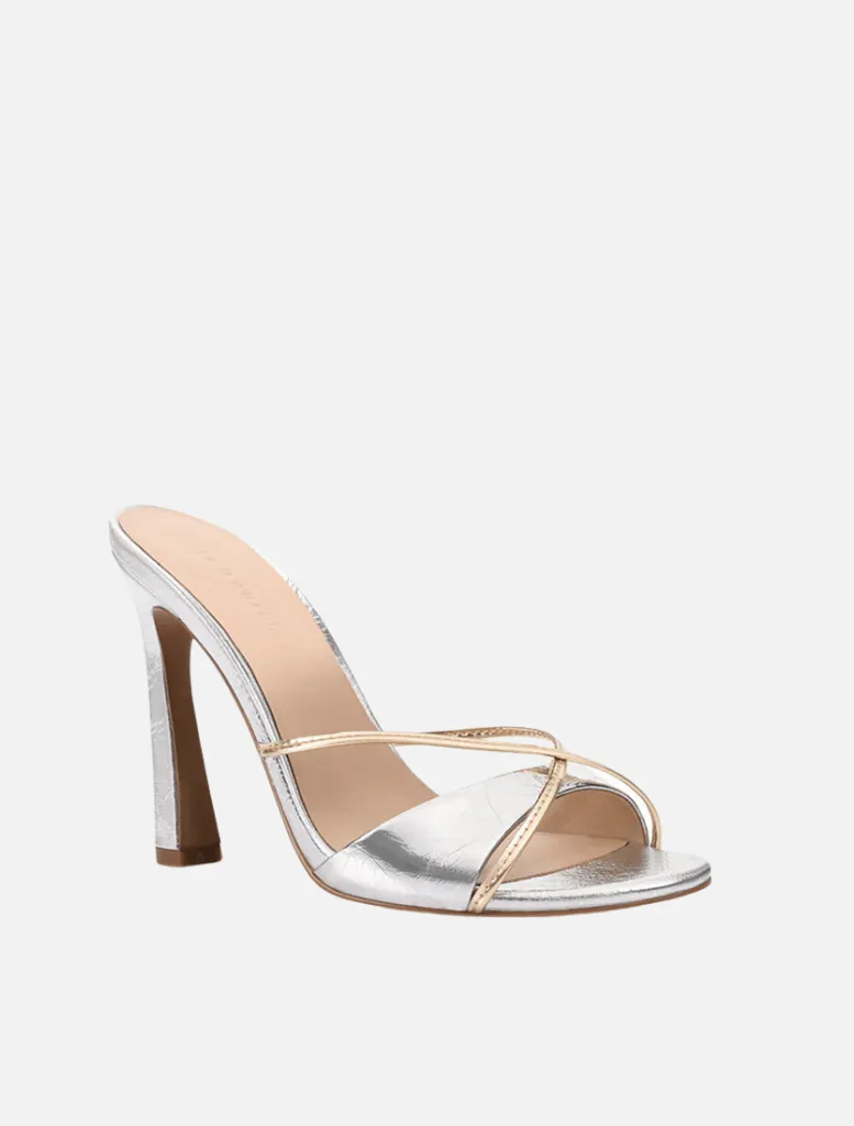 Willow Mule Leather Heel -  Silver/Gold