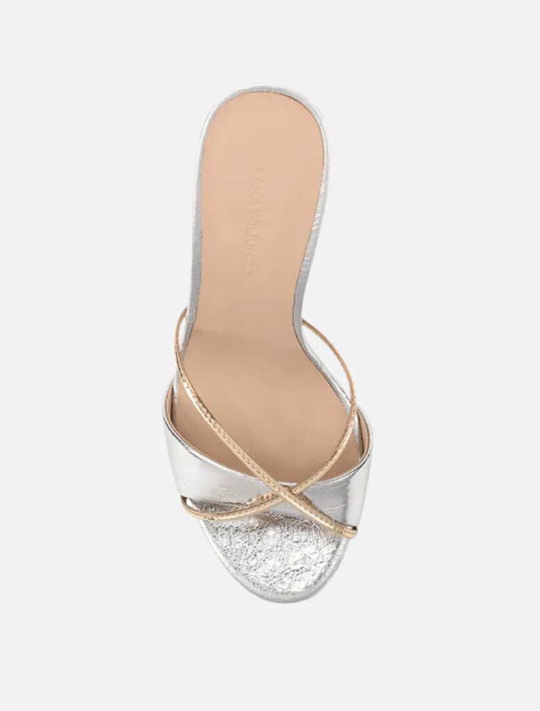 Willow Mule Leather Heel -  Silver/Gold