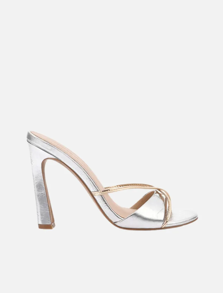 Willow Mule Leather Heel -  Silver/Gold
