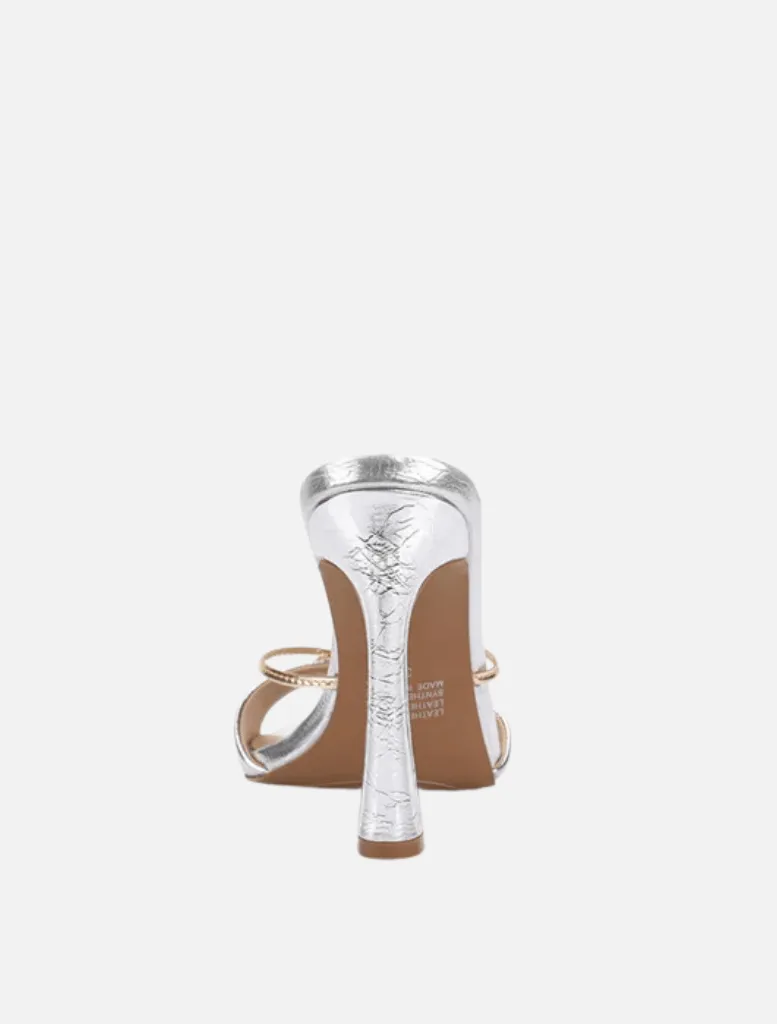 Willow Mule Leather Heel -  Silver/Gold
