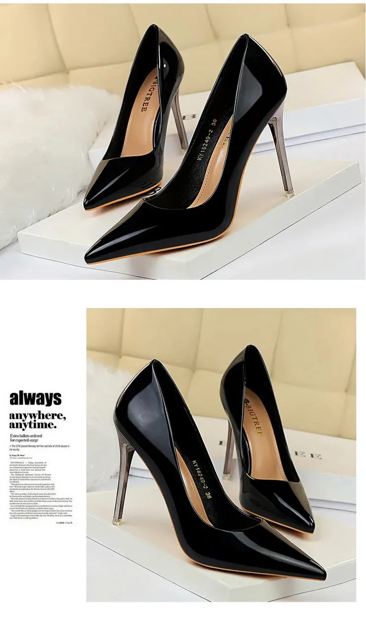 Women 10.5cm High Heels Valentine Pumps Luxury Glossy Stripper Stiletto Wedding Bridal Fetish Shoes