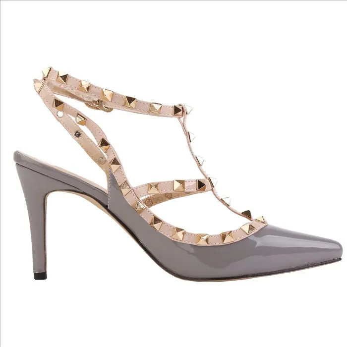 Women Pumps Ladies Sexy Pointed Toe High Heels Fashion Buckle Studded Stiletto High Heel Sandals Shoes