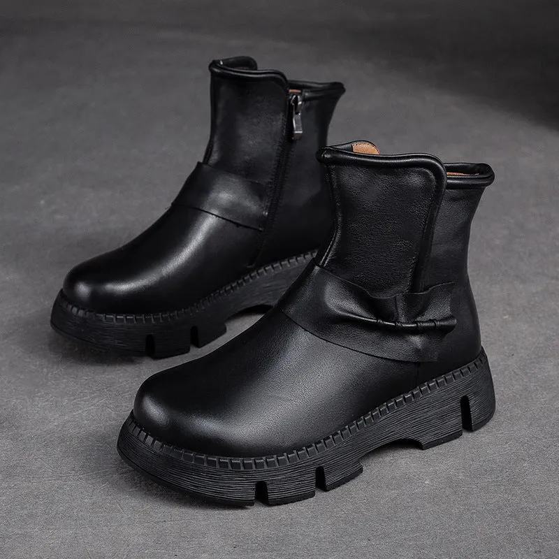 Women Retro Leather Comfort Casual Boots