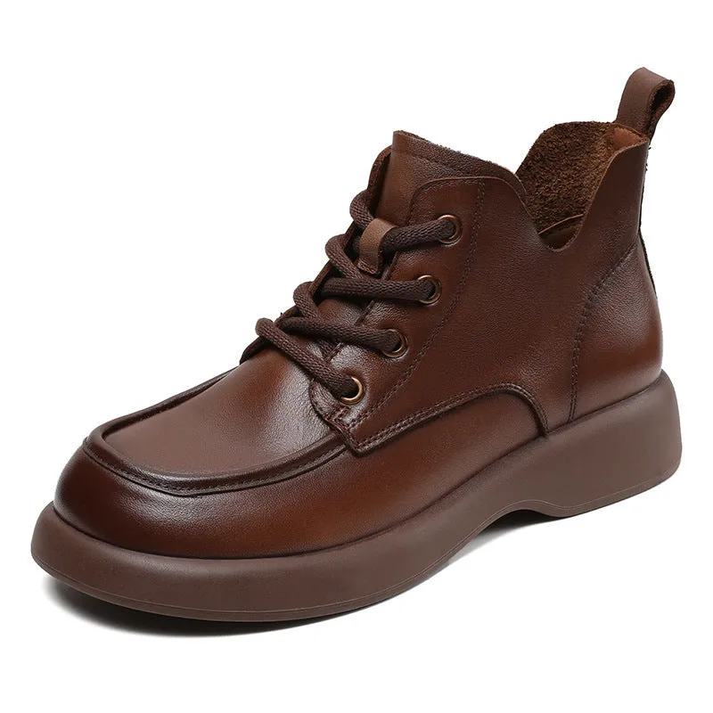 Women Retro Minimalist Soft Leather Ankle Boots