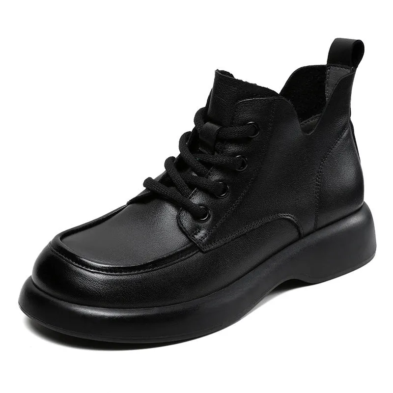 Women Retro Minimalist Soft Leather Ankle Boots