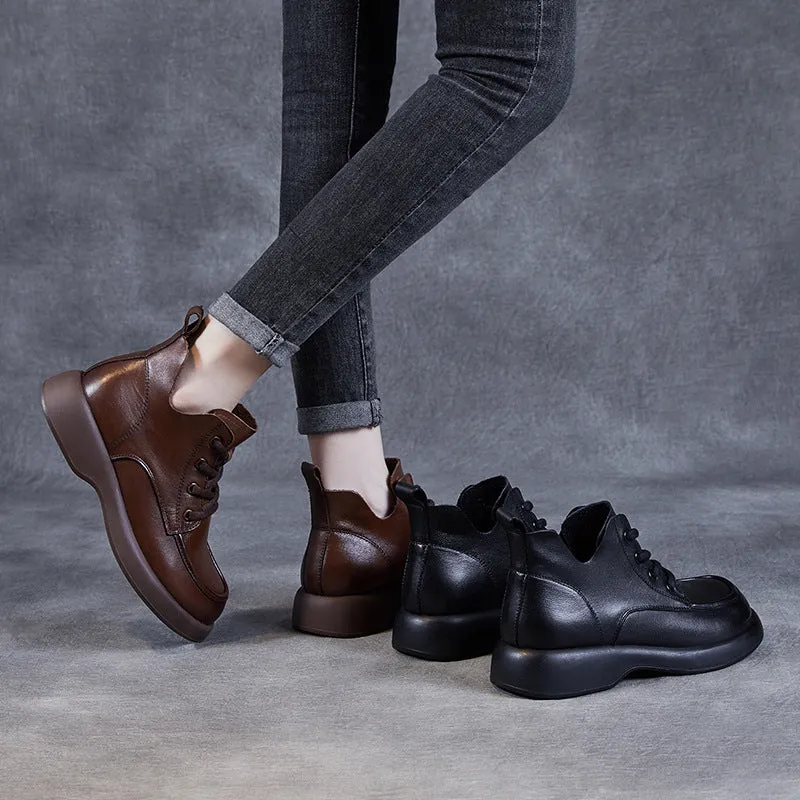 Women Retro Minimalist Soft Leather Ankle Boots