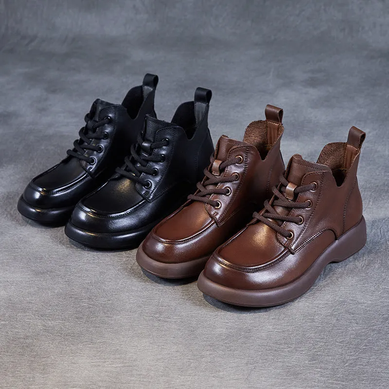 Women Retro Minimalist Soft Leather Ankle Boots