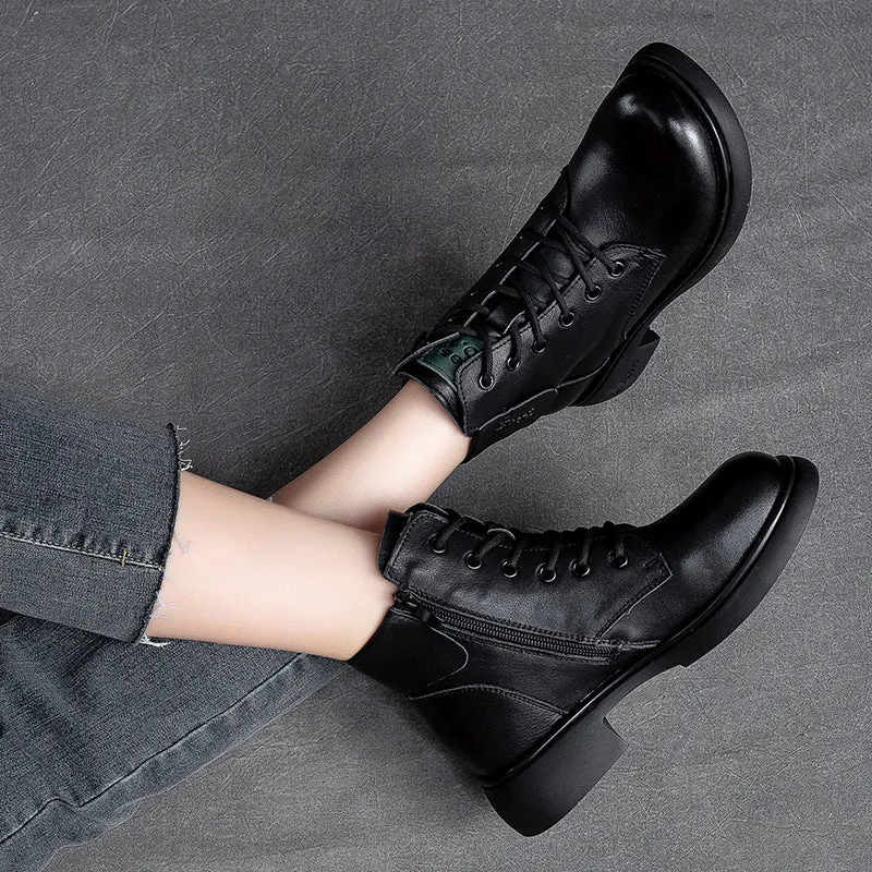 Women Retro Minimalist Soft Leather Casual Boots