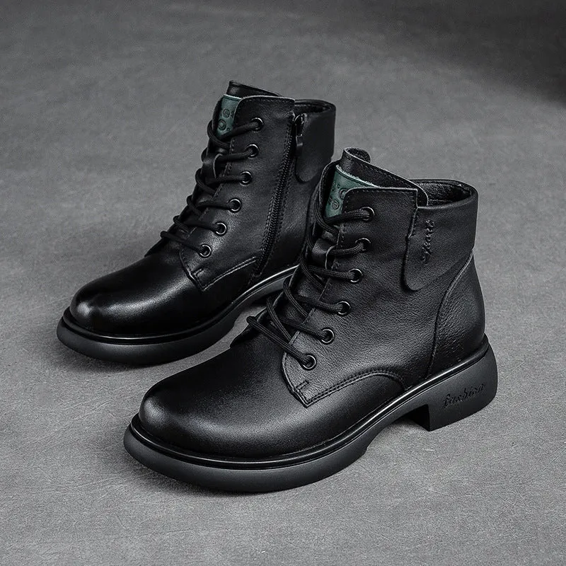 Women Retro Minimalist Soft Leather Casual Boots