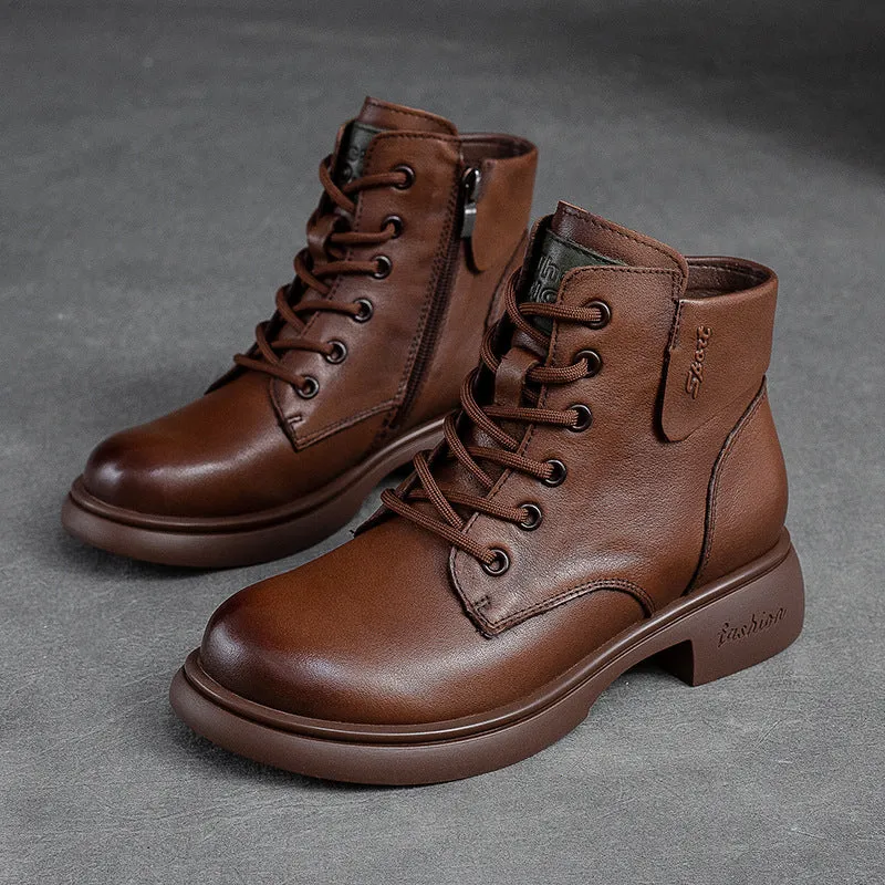 Women Retro Minimalist Soft Leather Casual Boots