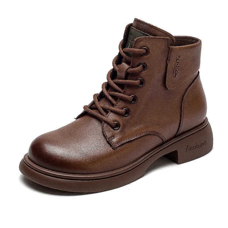 Women Retro Minimalist Soft Leather Casual Boots