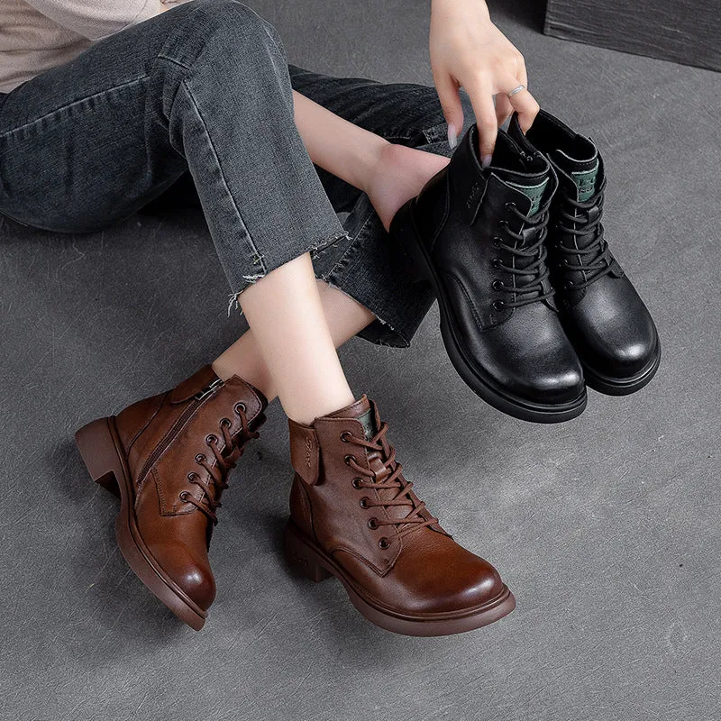 Women Retro Minimalist Soft Leather Casual Boots