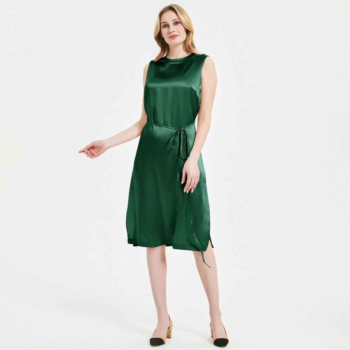 Women Stand Collar Silk Dress 100% Silk Dresses