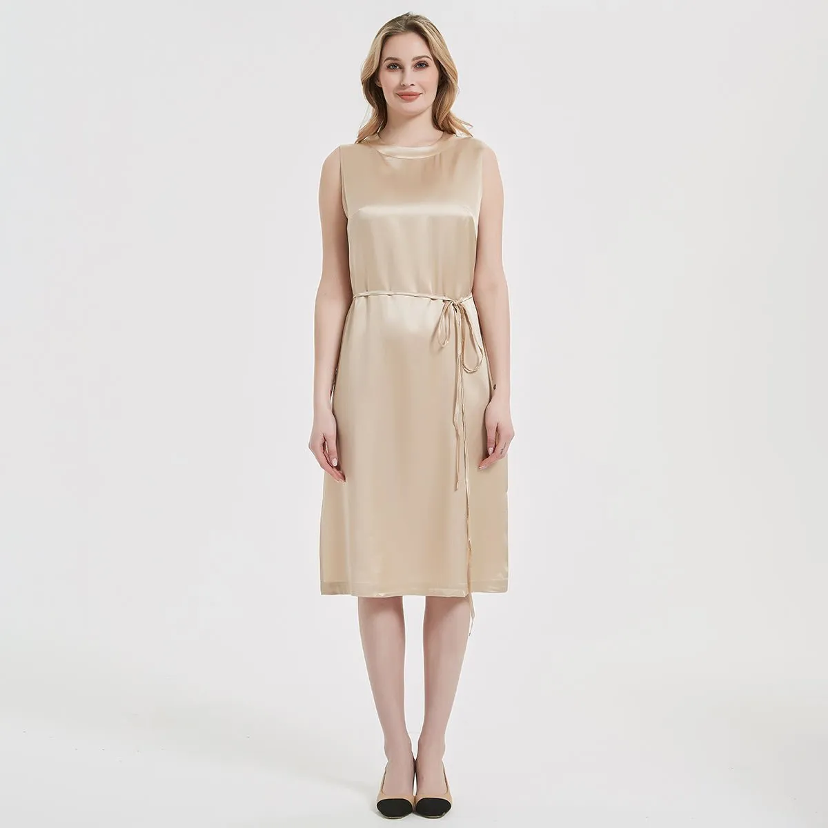 Women Stand Collar Silk Dress 100% Silk Dresses
