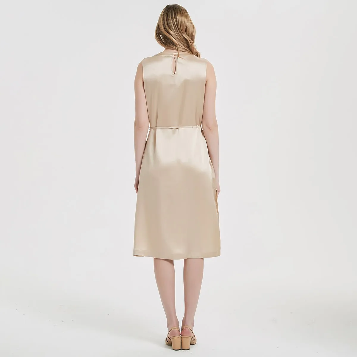 Women Stand Collar Silk Dress 100% Silk Dresses