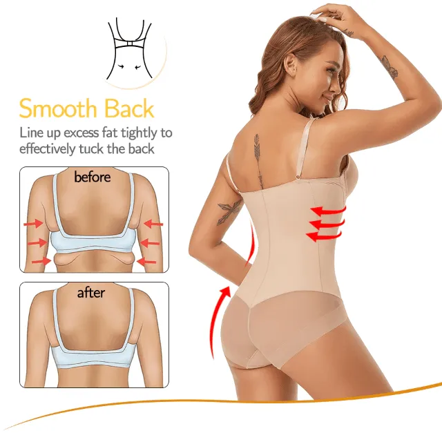 Women Waist Trainer Shapewear Bodysuit With Built-In Bra
