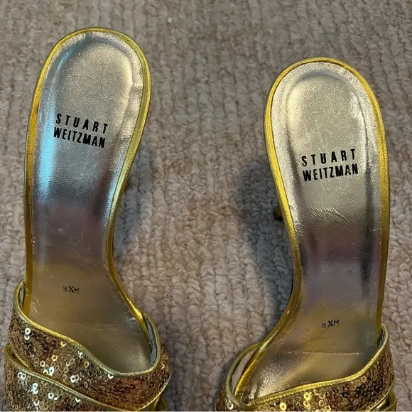 Women’s Stuart Weitzman gold sequin heels size 8.5