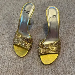 Women’s Stuart Weitzman gold sequin heels size 8.5
