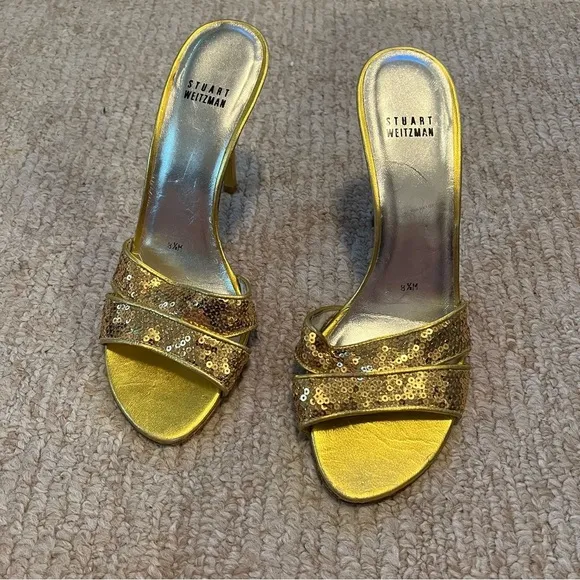 Women’s Stuart Weitzman gold sequin heels size 8.5