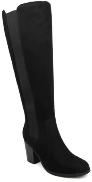 Womens Trendy Riding Boots Heeled Knee High Boot with Tall Shaft 9.5 Black Oil Fabric