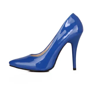 Yellow Blue Red Glossy Women Nude Pumps Pointed Toe Super High Heels Ladies Wedding Shoes A05